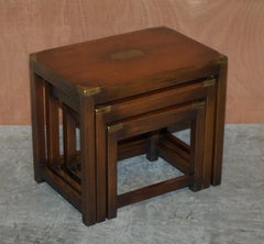 Fine Harrods London Kennedy Hardwood Military Campaign Nest of Side End Tables