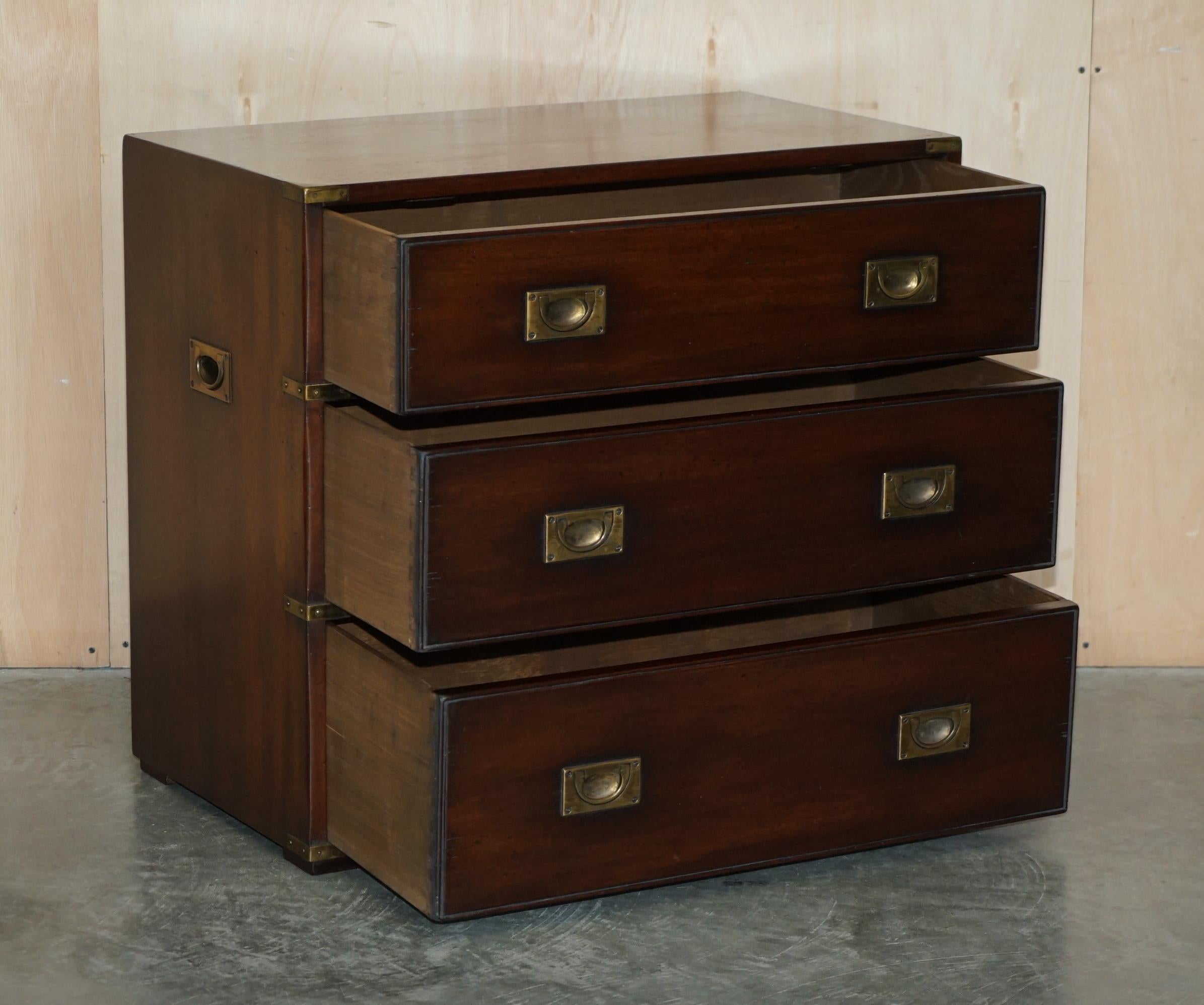 Fine Harrods London Kennedy Military Campaign Chest of Drawers Hardwood & Brass 13