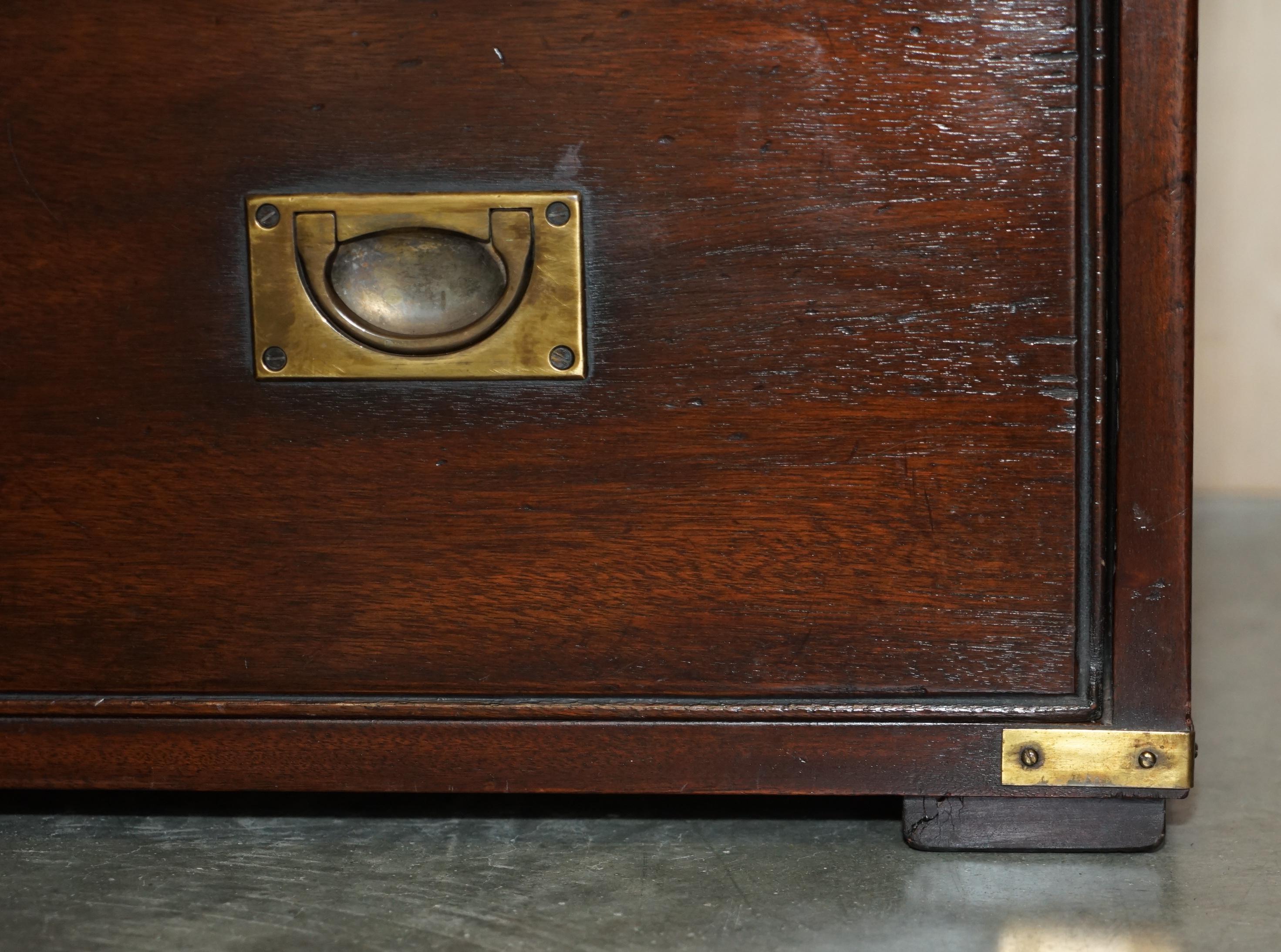 Fine Harrods London Kennedy Military Campaign Chest of Drawers Hardwood & Brass 1