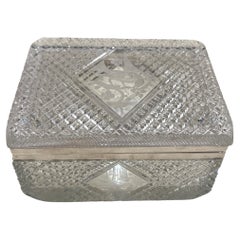 Vintage Fine Hawkes Cut Crystal & Sterling Silver Ornithological Motif Box