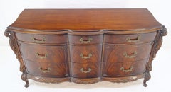 Fine Heavily Carved Dark Crotch Mahogany Serpentine Tripple Dresser MINT!