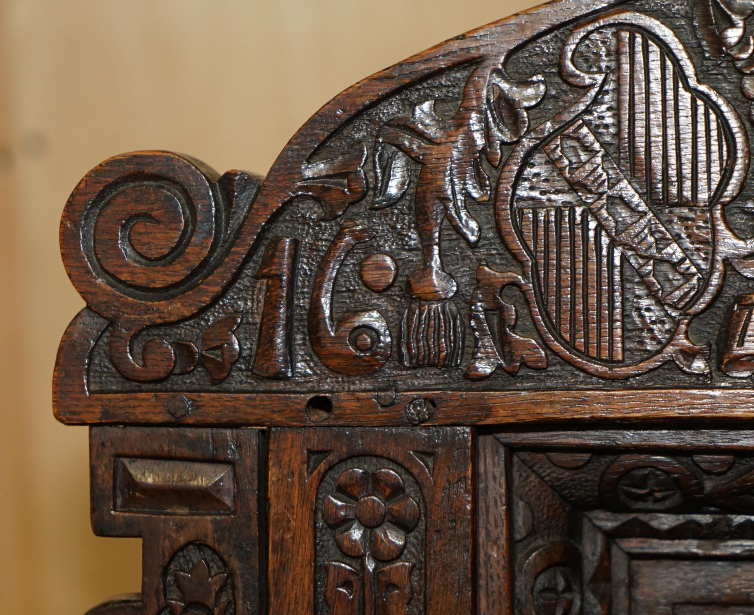 Mid-17th Century FINE HENRY VIII LINKED ANTIQUE 1631 CHARLES I ROCKiNG CHAIR DEPICTING ADAM & EVE