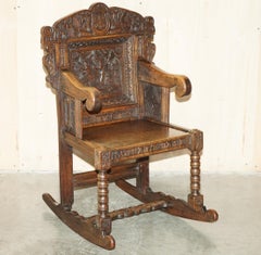 FINE HENRY VIII LINKED ANTIQUE 1631 CHARLES I ROCKiNG CHAIR DEPICTING ADAM & EVE