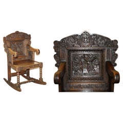 FINA SILLA ANTIGUA ENLAZADA DE HENRY VIII DE 1631 DE CARLOS I QUE REPRESENTA A ADÁN Y EVA