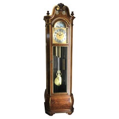 Vintage Fine Herschede Brass-Mounted Burl Wood Tall Case Clock
