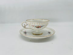 Fine & High Quality Porcelain Tea Cup / Saucer - Rice Grain - Gilt Enameled