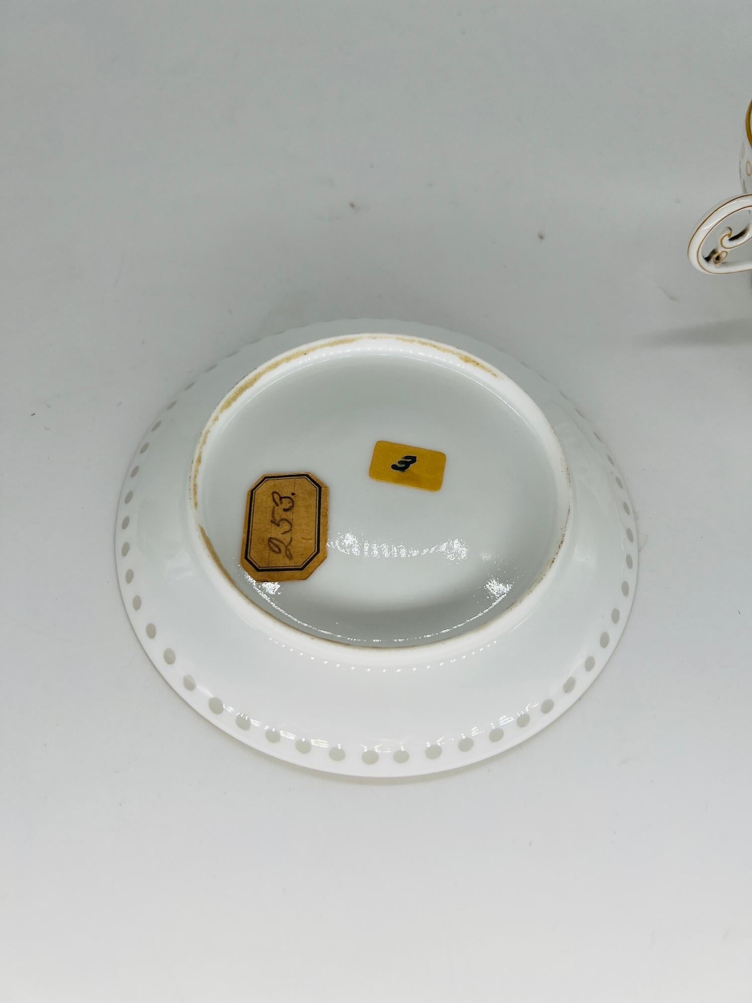 Feine & hochwertige Porzellan Teetasse / Untertasse - Rice Grain - vergoldet emailliert im Angebot 1