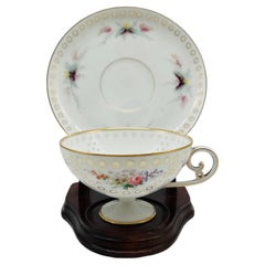 Fine & High Quality Porcelain Tea Cup / Saucer - Rice Grain - Gilt Enameled
