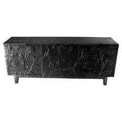 Fine Hmrd. Antq. Bronze Floral Credenza – Biophilic Carved Metal Cabinet