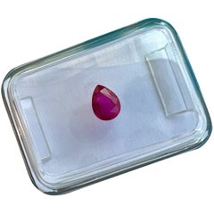 Fine IGI Certified Deep Purple Pink Red Ruby 0.58ct Pear Cut Unheated Gem