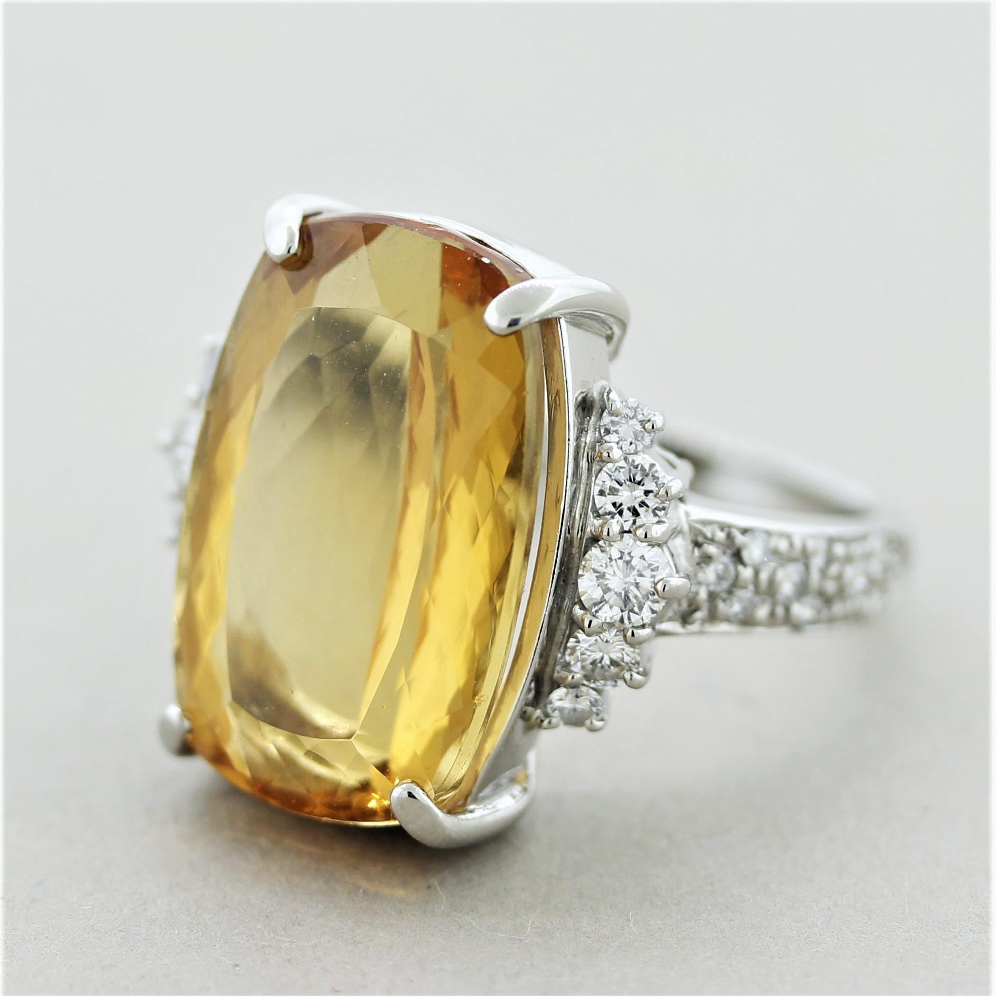 Mixed Cut Fine Imperial Topaz Diamond Platinum Cocktail Ring For Sale