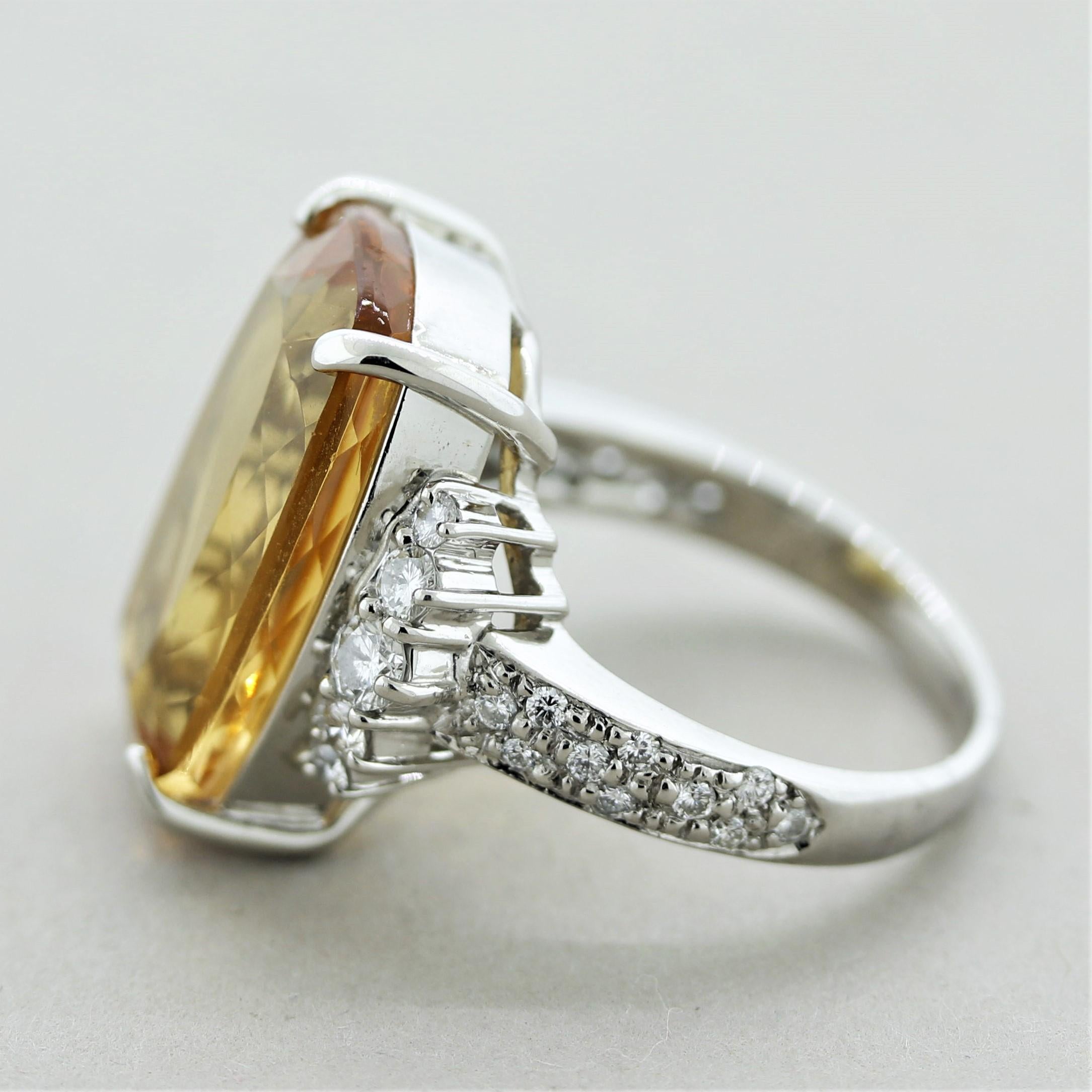 Fine Imperial Topaz Diamond Platinum Cocktail Ring In New Condition For Sale In Beverly Hills, CA