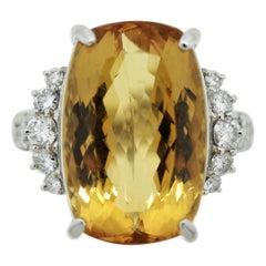 Fine Imperial Topaz Diamond Platinum Cocktail Ring