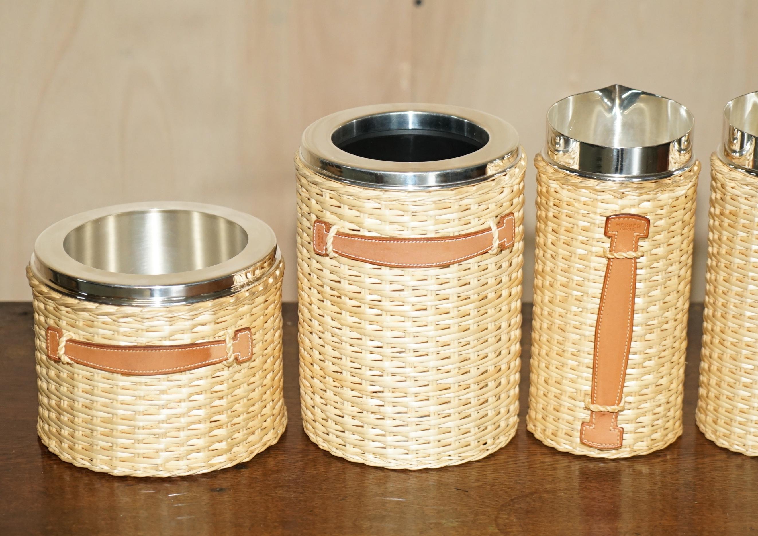 We are delighted to offer for sale this once in a lifetime opportunity to own this custom made suite of Hermes Paris “Farming” picnic equipment, Barenia Edition to include a pair of Wine Coolers, a pair of Champagne Buckets and a pair of Pitcher