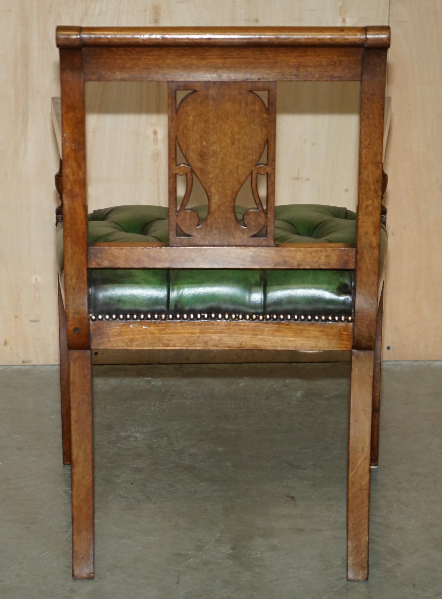 FINE IMPORTANT RESTORED ANTiQUE DUTCH MARQUETRY CHESTERFIELD LEATHER DESK CHAIR For Sale 8