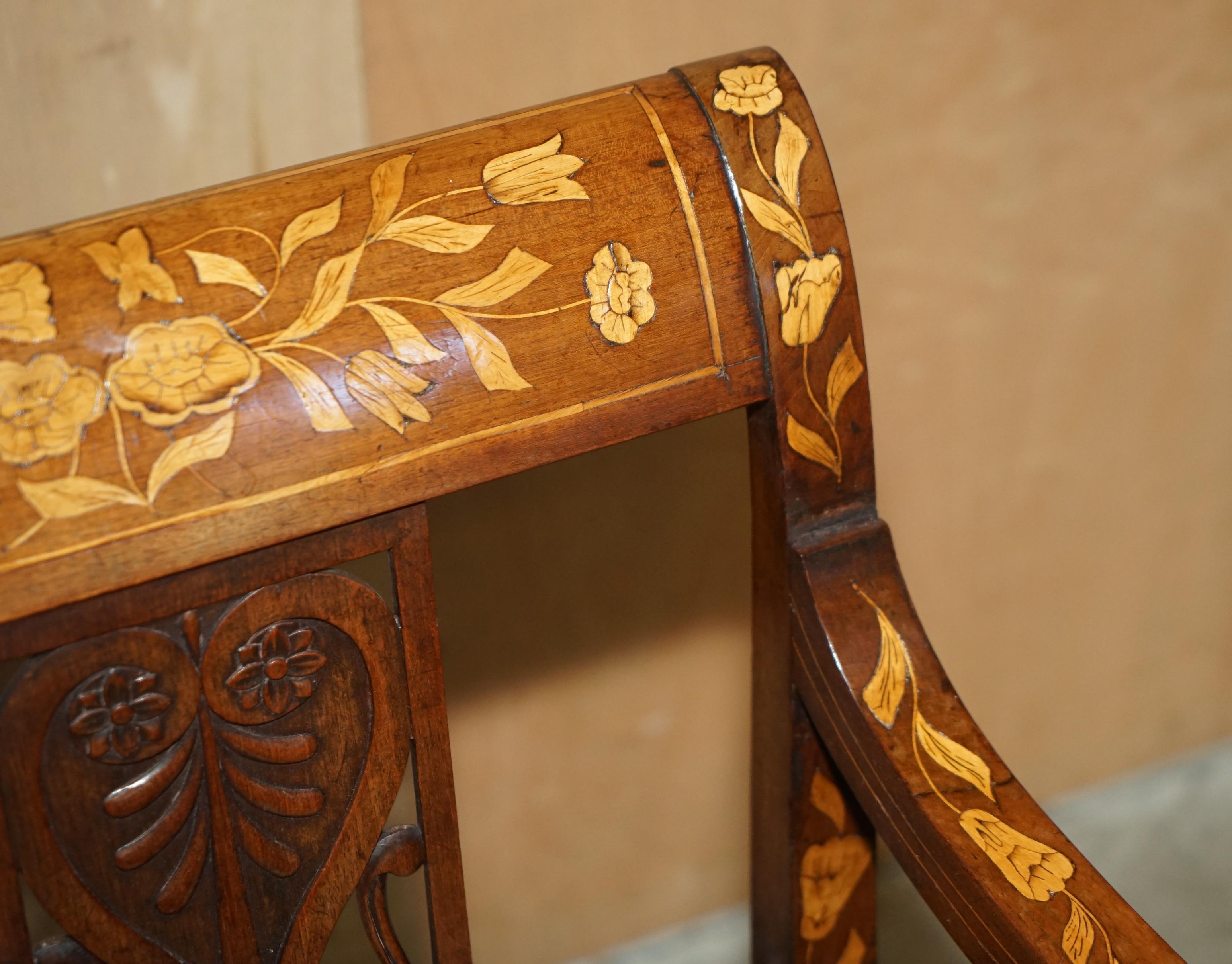 FINE IMPORTANT RESTORED ANTiQUE DUTCH MARQUETRY CHESTERFIELD LEATHER DESK CHAIR In Good Condition For Sale In West Sussex, Pulborough