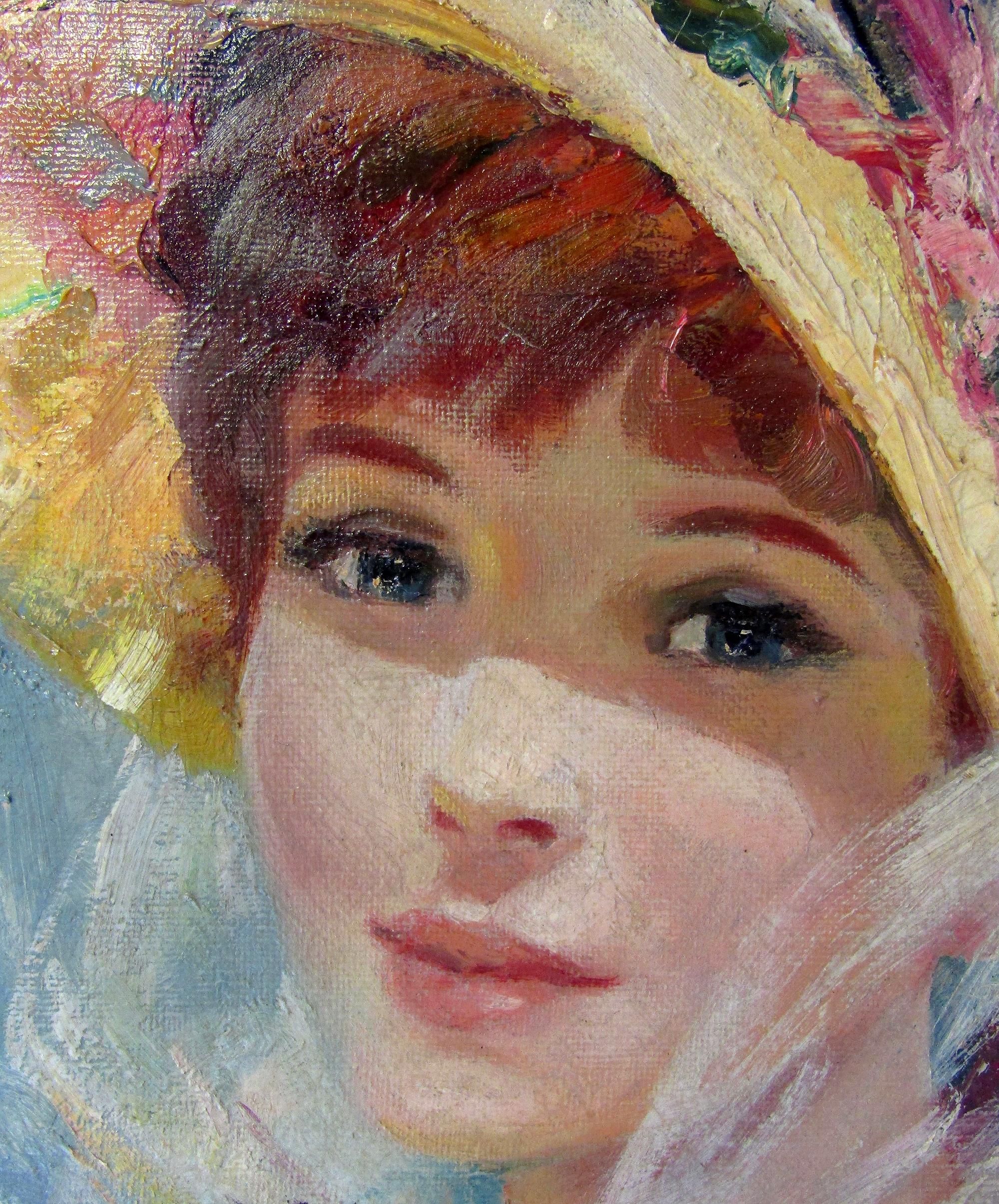 Mid-Century Modern Fine Impressionist Oil On Canvas Society Lady by John Strevens (1902-1990) For Sale