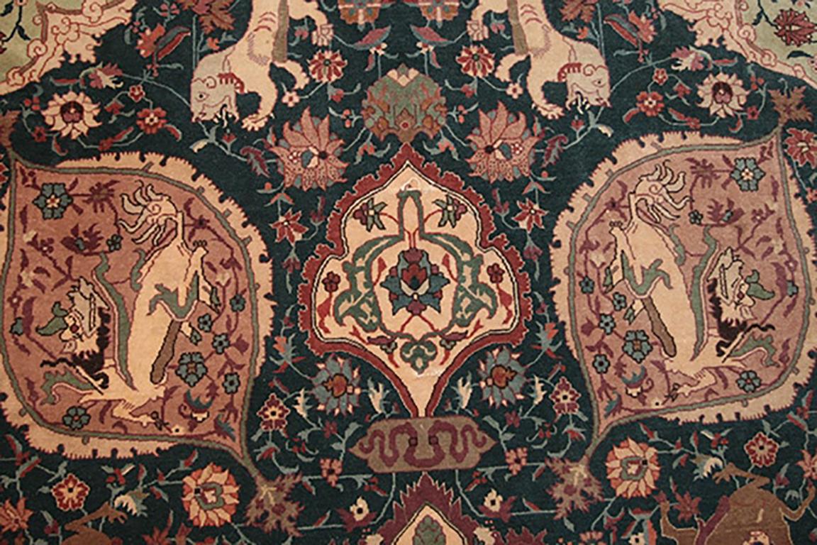 Finely woven antique Indian Agra rug, origin: India, circa late 19th century. Size: 6 ft 2 in x 12 ft 8 in (1.88 m x 3.86 m). This magnificent antique Agra is the proud heir of the great Mughal and Safavid carpets of the classical era. A grand