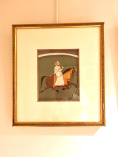Fine Indian Brush Painting of a Nobleman Riding on a Horse