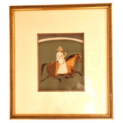 Belle peinture indienne d'un noble chevauchant sur un cheval