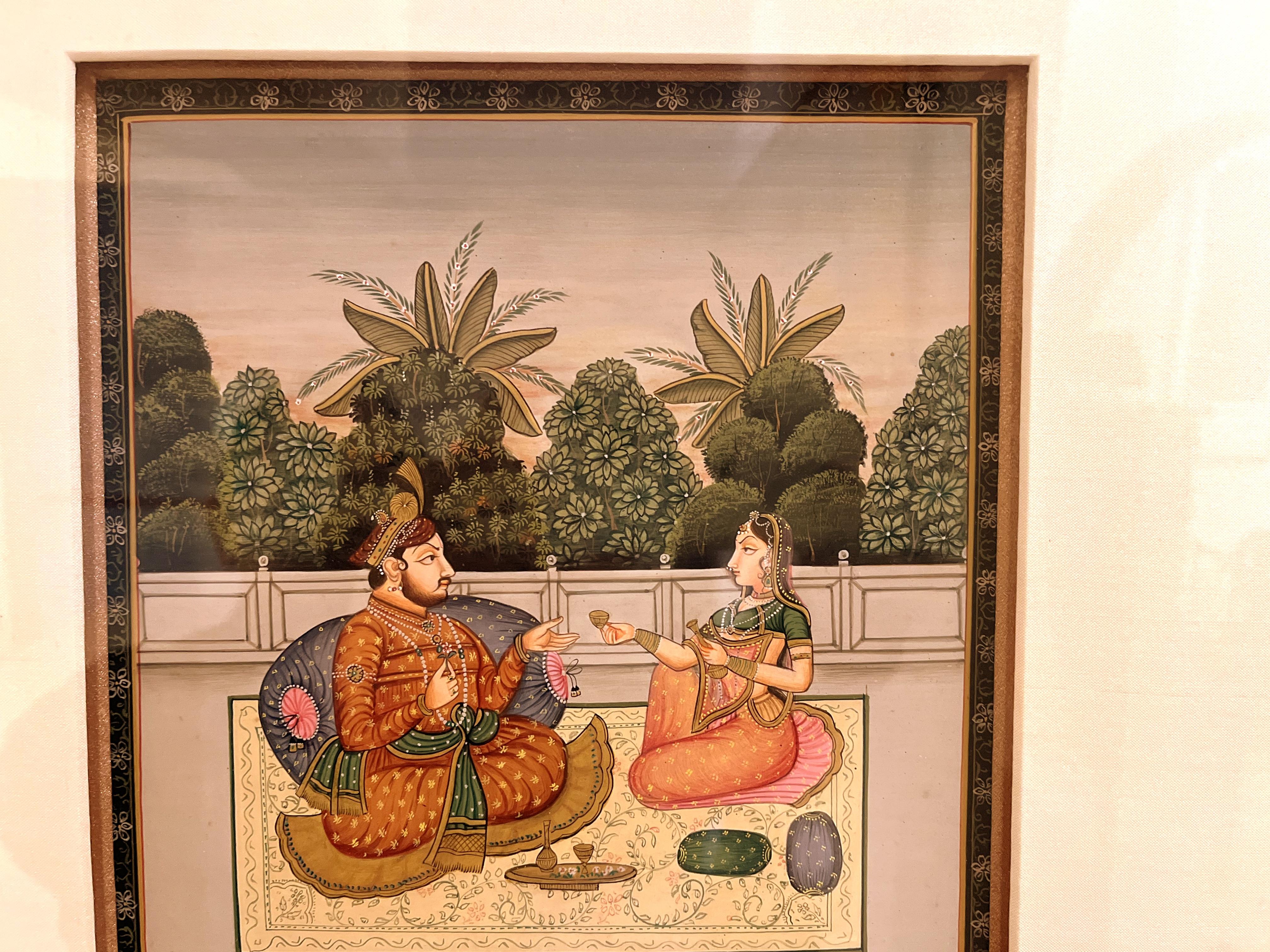 Fine Indian Court Painting Framed In Good Condition For Sale In Greenwich, CT