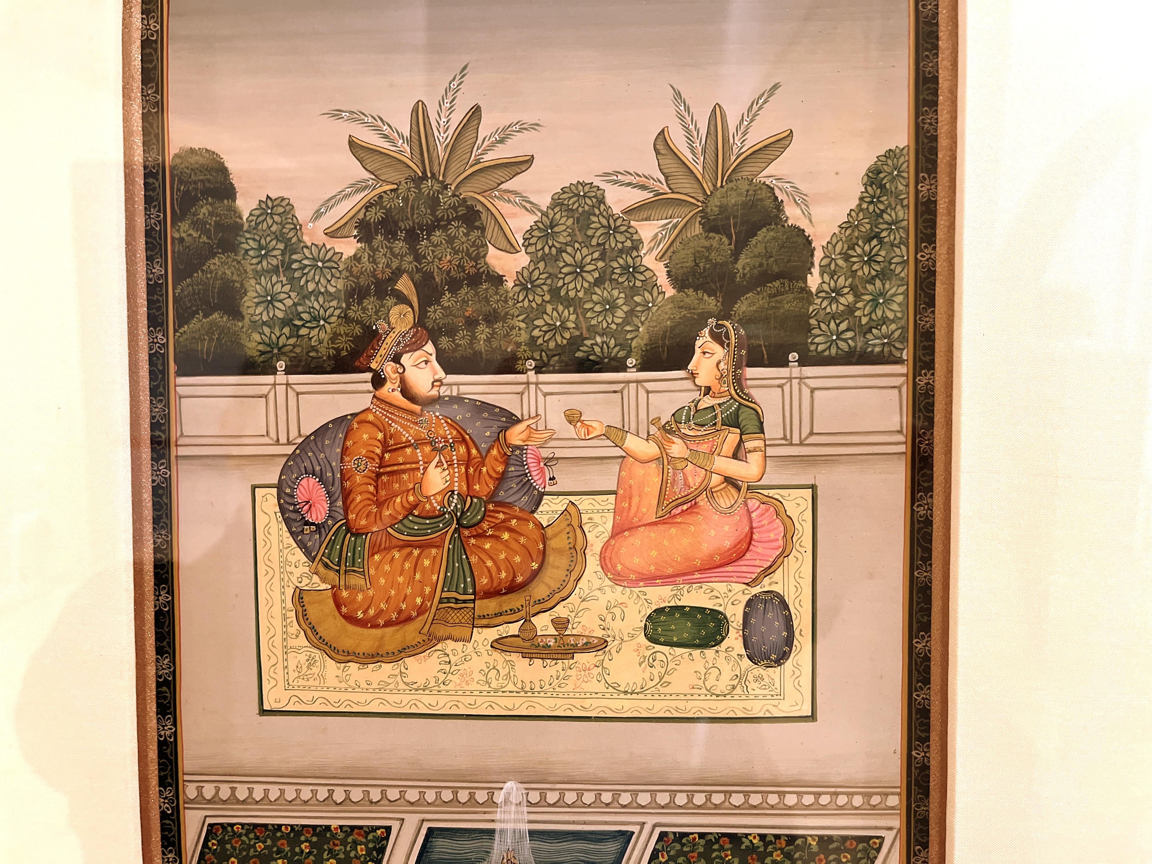 19th Century Fine Indian Court Painting Framed For Sale