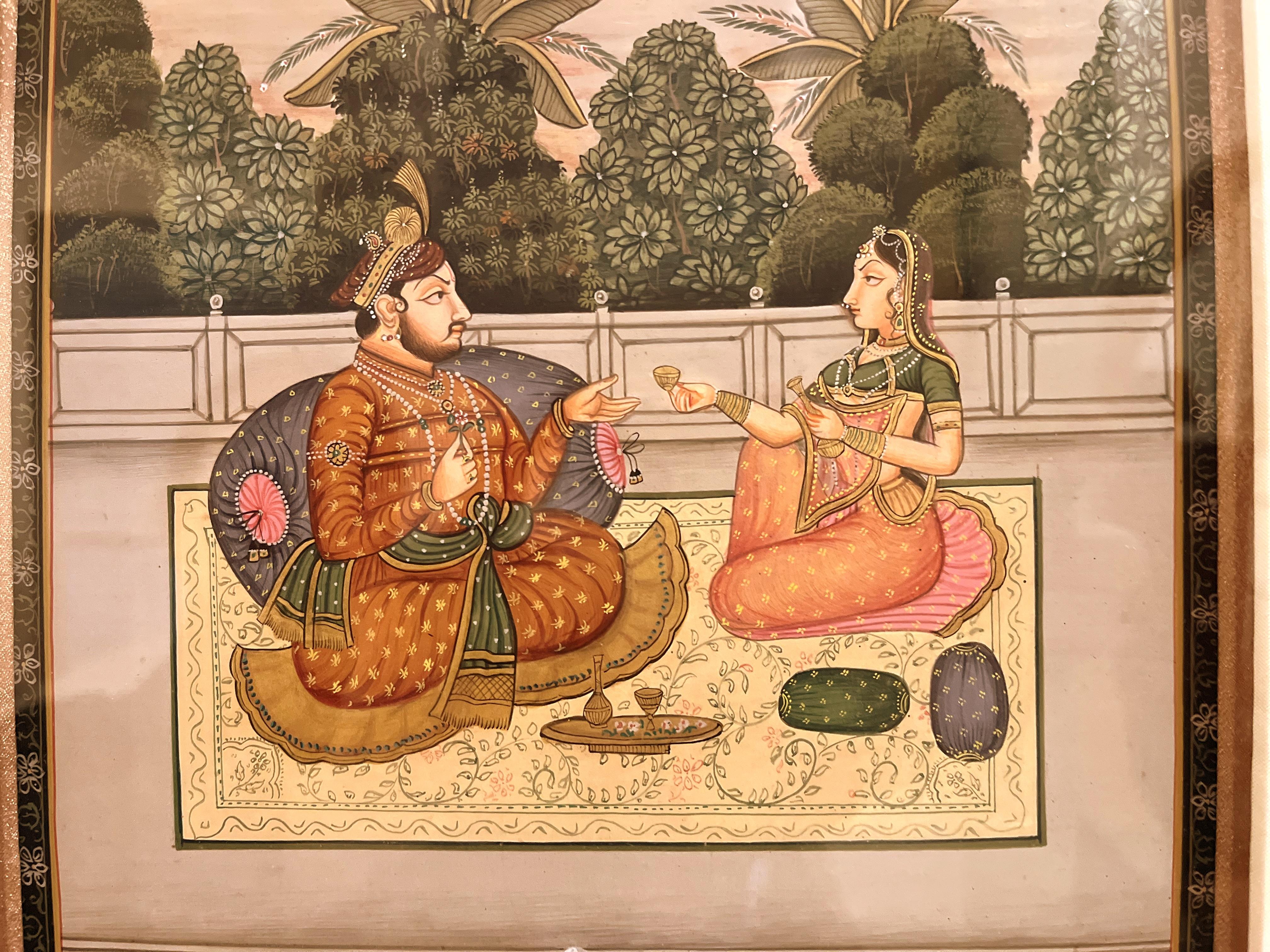 Paper Fine Indian Court Painting Framed For Sale
