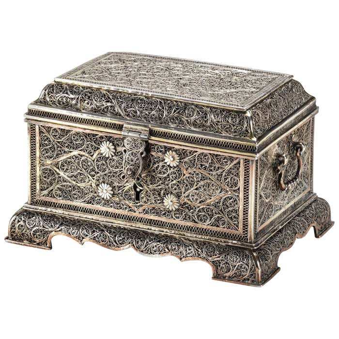 Fine Indian Silver Filigree Casket with Hinged Cover, 18th Century For ...