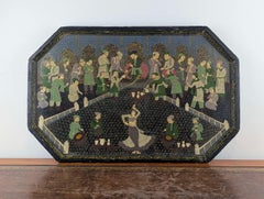Fine Indo-Persian Kashmiri Lacquer Panel with Figural Decoration 19th Century