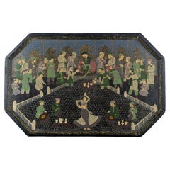 Fine Indo-Persian Kashmiri Lacquer Panel with Figural Decoration 19th Century