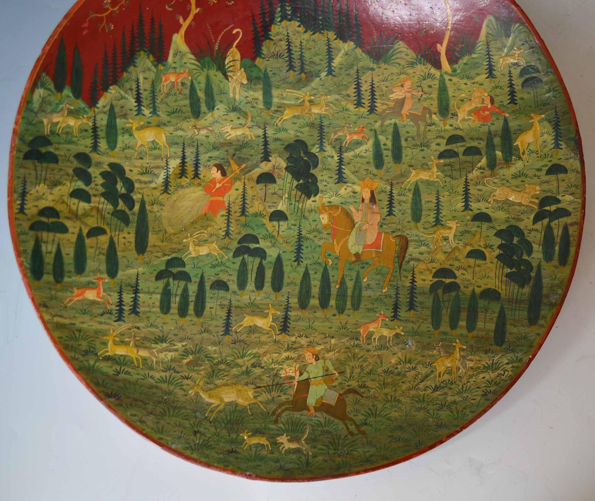 Indian Fine Kashmiri  Persian Mughal Painted Wall Plate Interior Design Asian Antiques