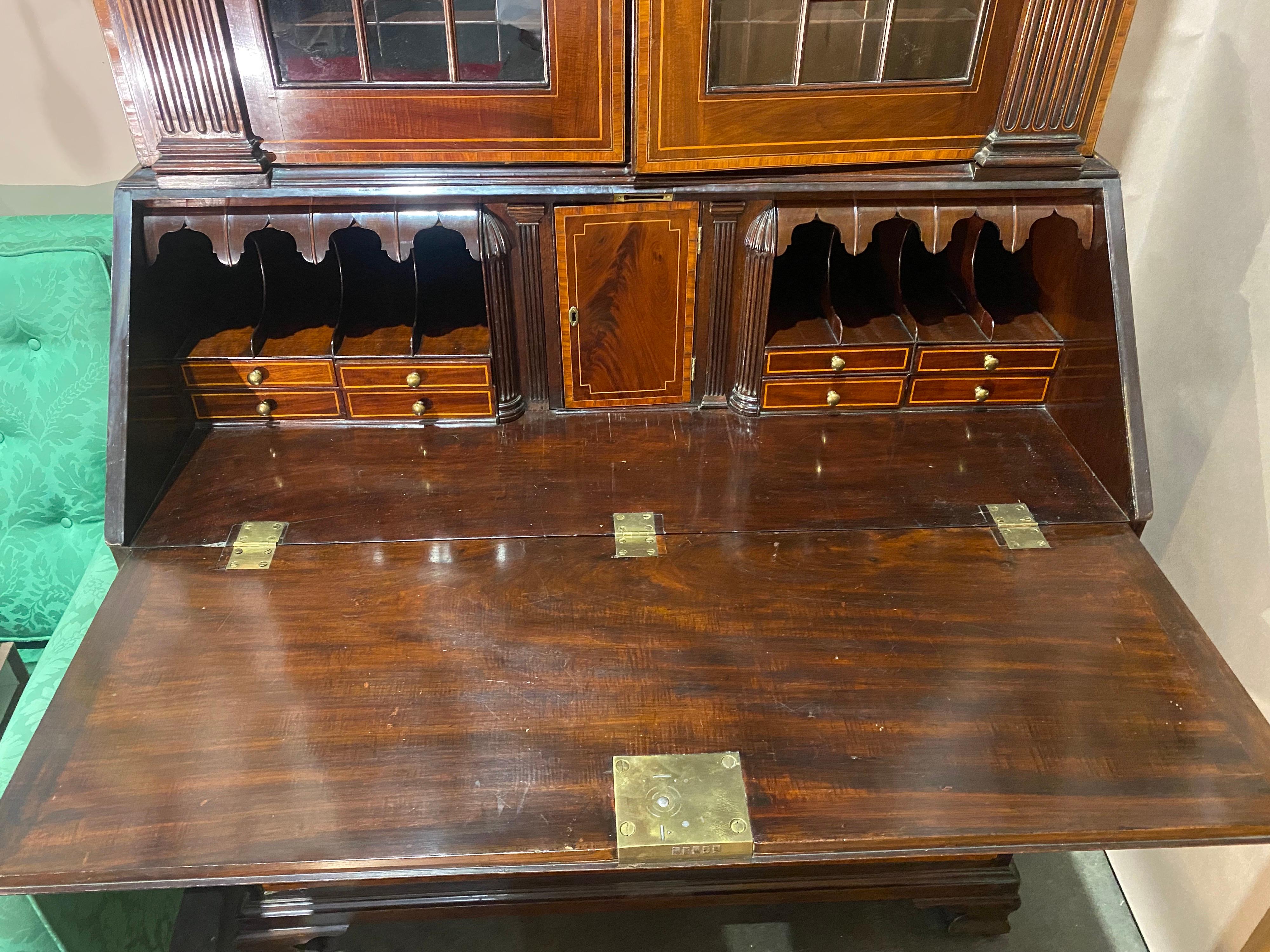 Fine Inlaid Georgian Secretary with Falconer Pediment, Probably by Gillows For Sale 4