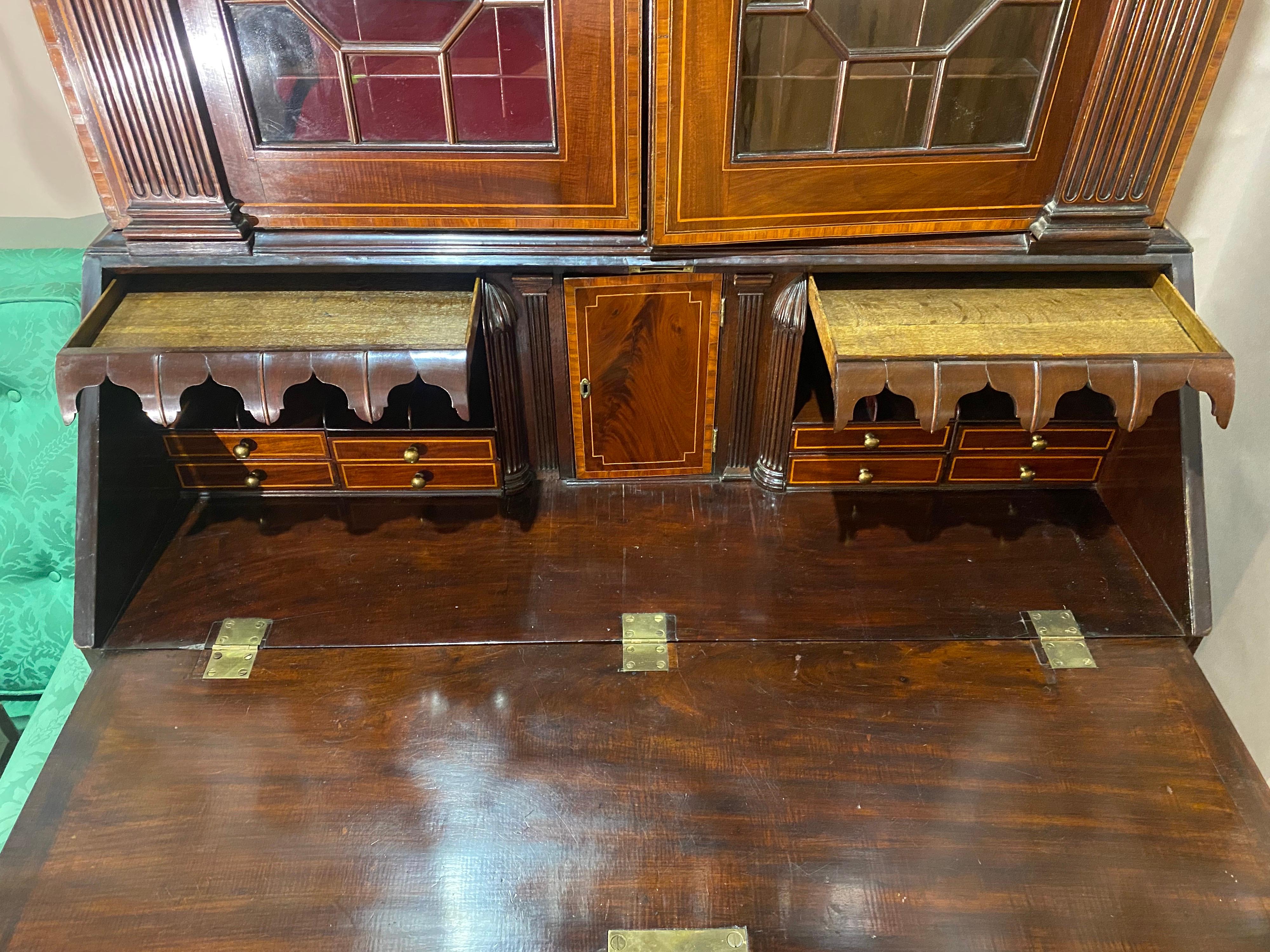 Fine Inlaid Georgian Secretary with Falconer Pediment, Probably by Gillows For Sale 5