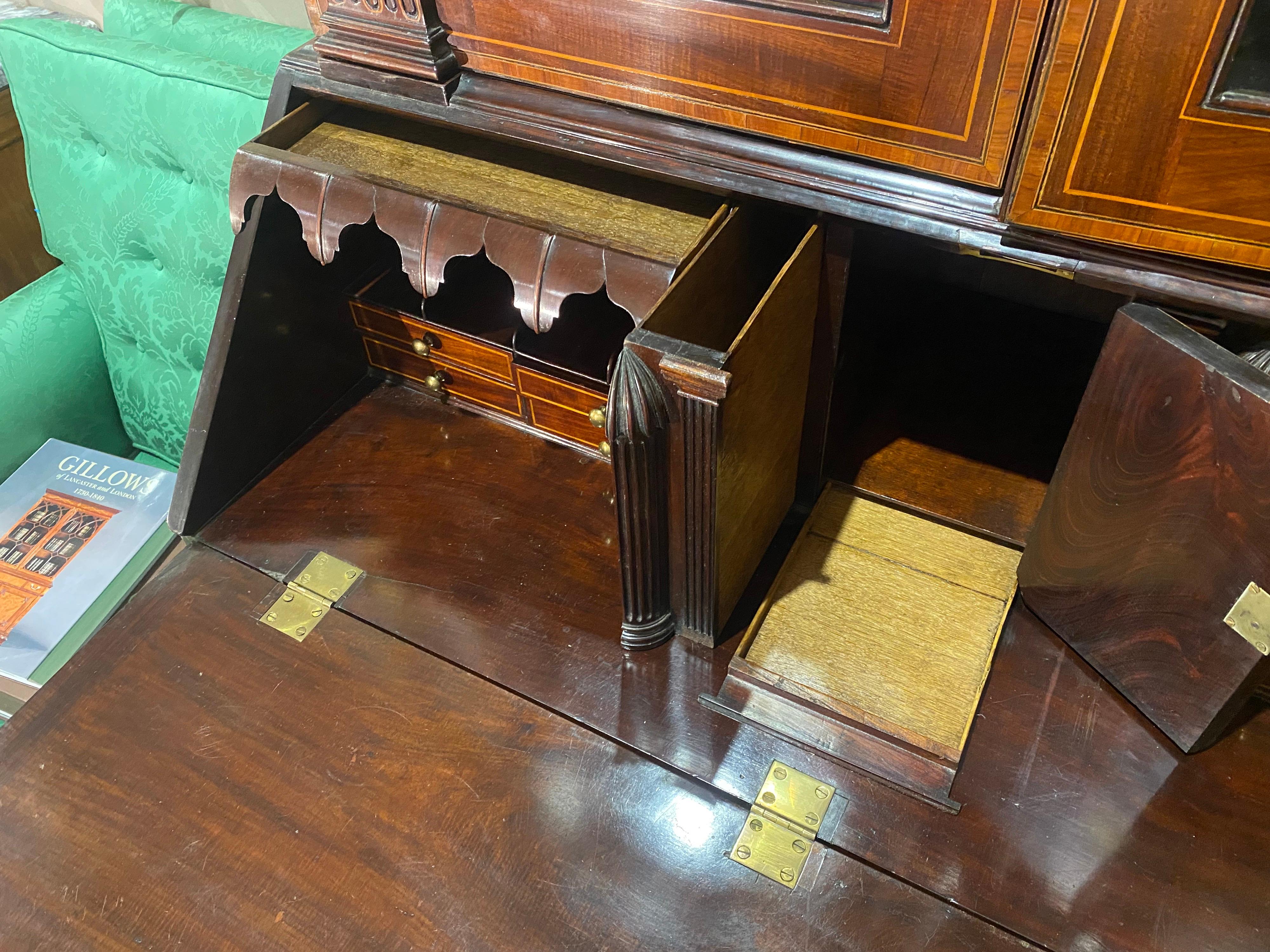 Fine Inlaid Georgian Secretary with Falconer Pediment, Probably by Gillows For Sale 6