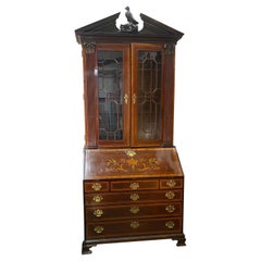 Fine Inlaid Georgian Secretary with Falconer Pediment, Probably by Gillows