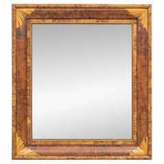 Vintage Fine Inlaid Mixed Wood Beveled Mirror