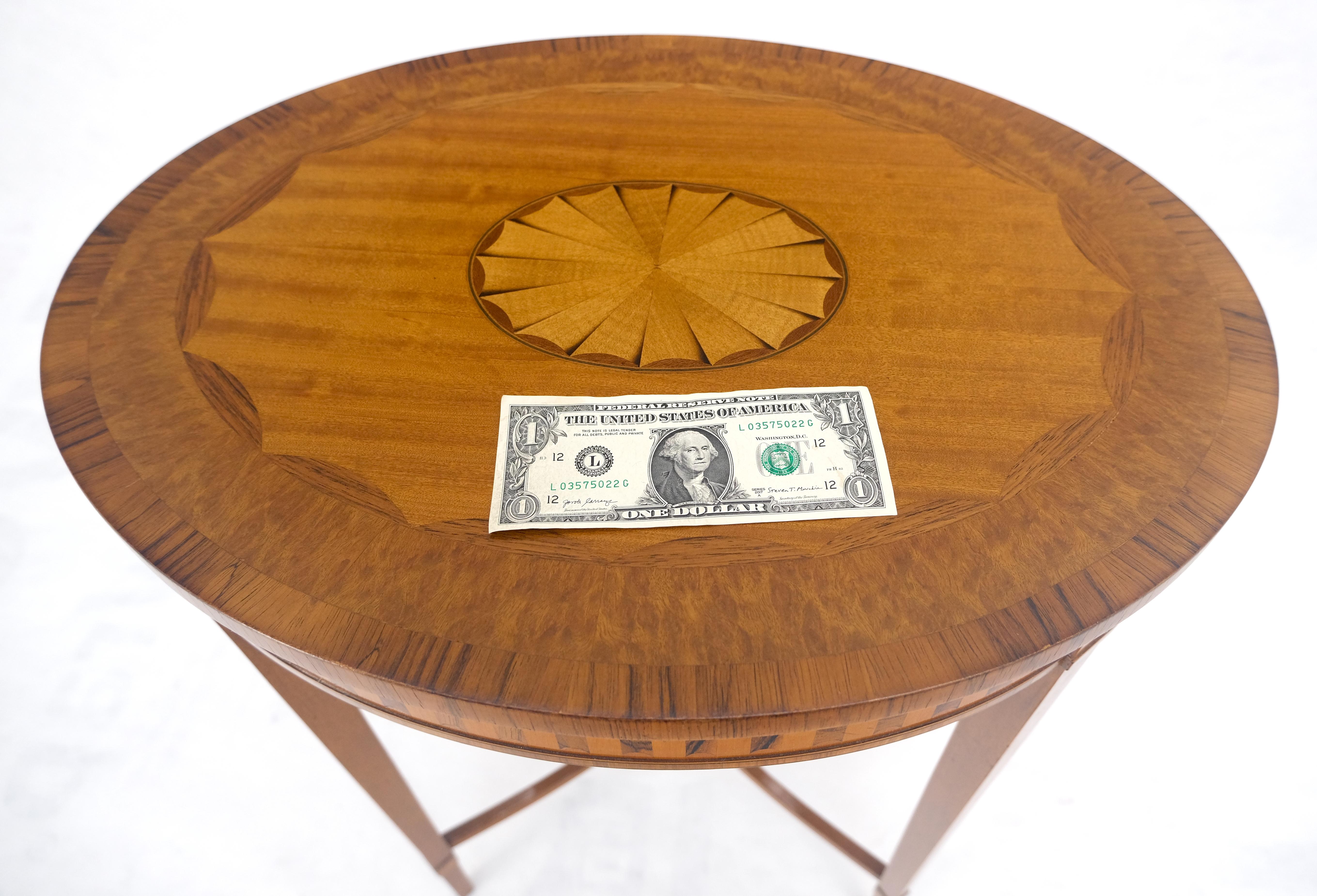 Fine Inlaid Oval Top Adams Style Tapered Legs Lamp Side Table Stand MINT For Sale 5