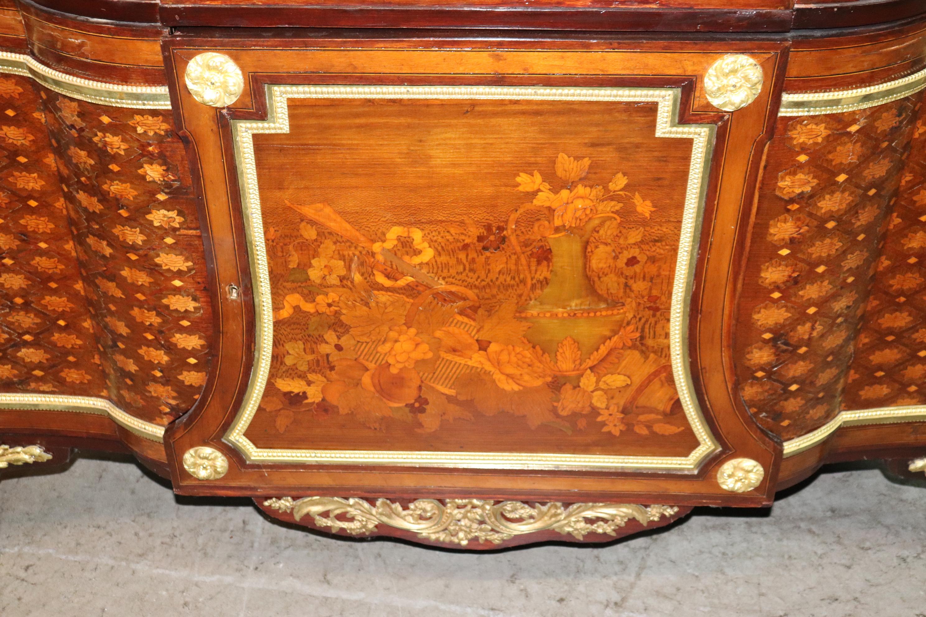 Fine Inlaid Palace Sized French Louis XV Marble Top Commode, circa 1870s For Sale 4