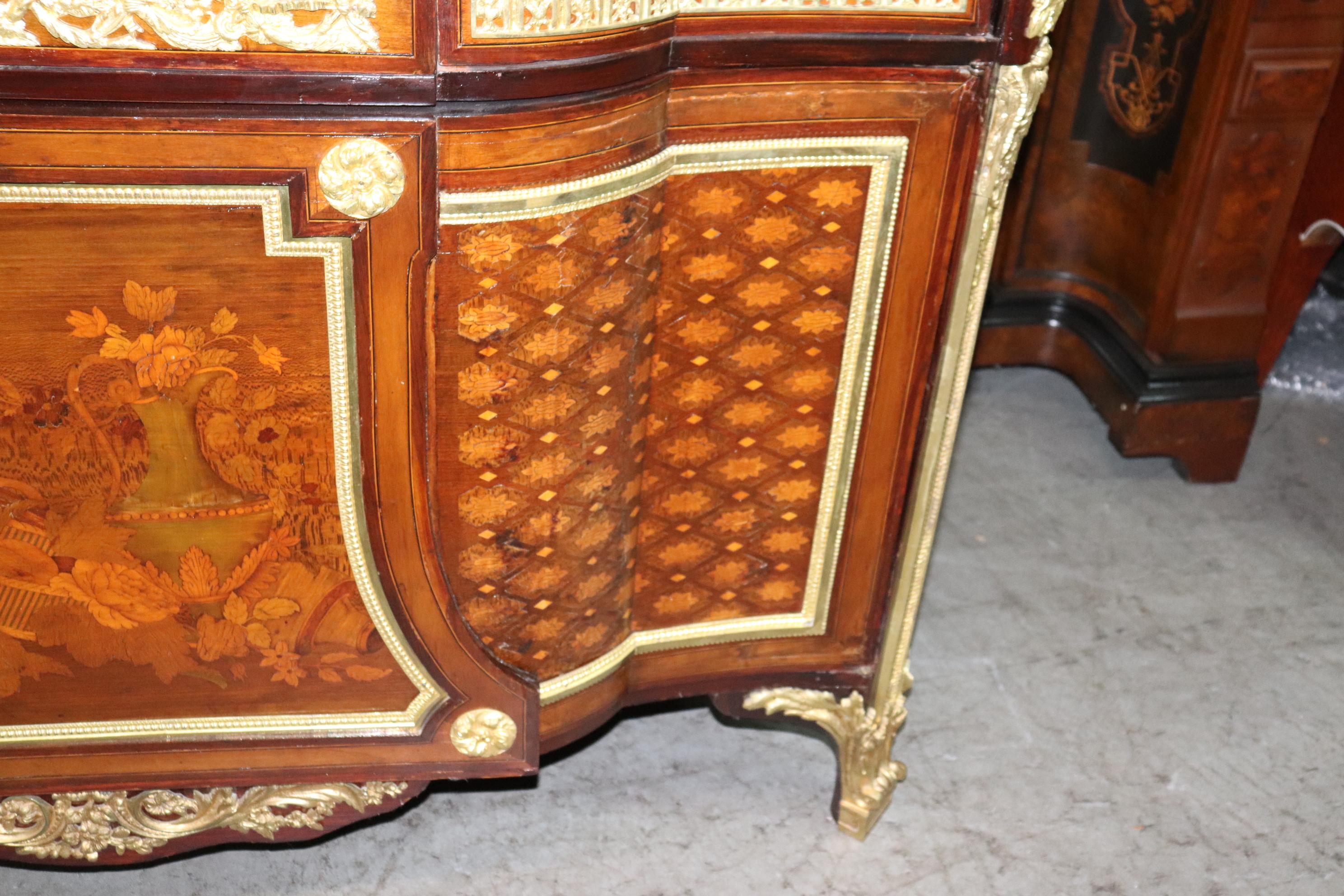 Fine Inlaid Palace Sized French Louis XV Marble Top Commode, circa 1870s For Sale 5