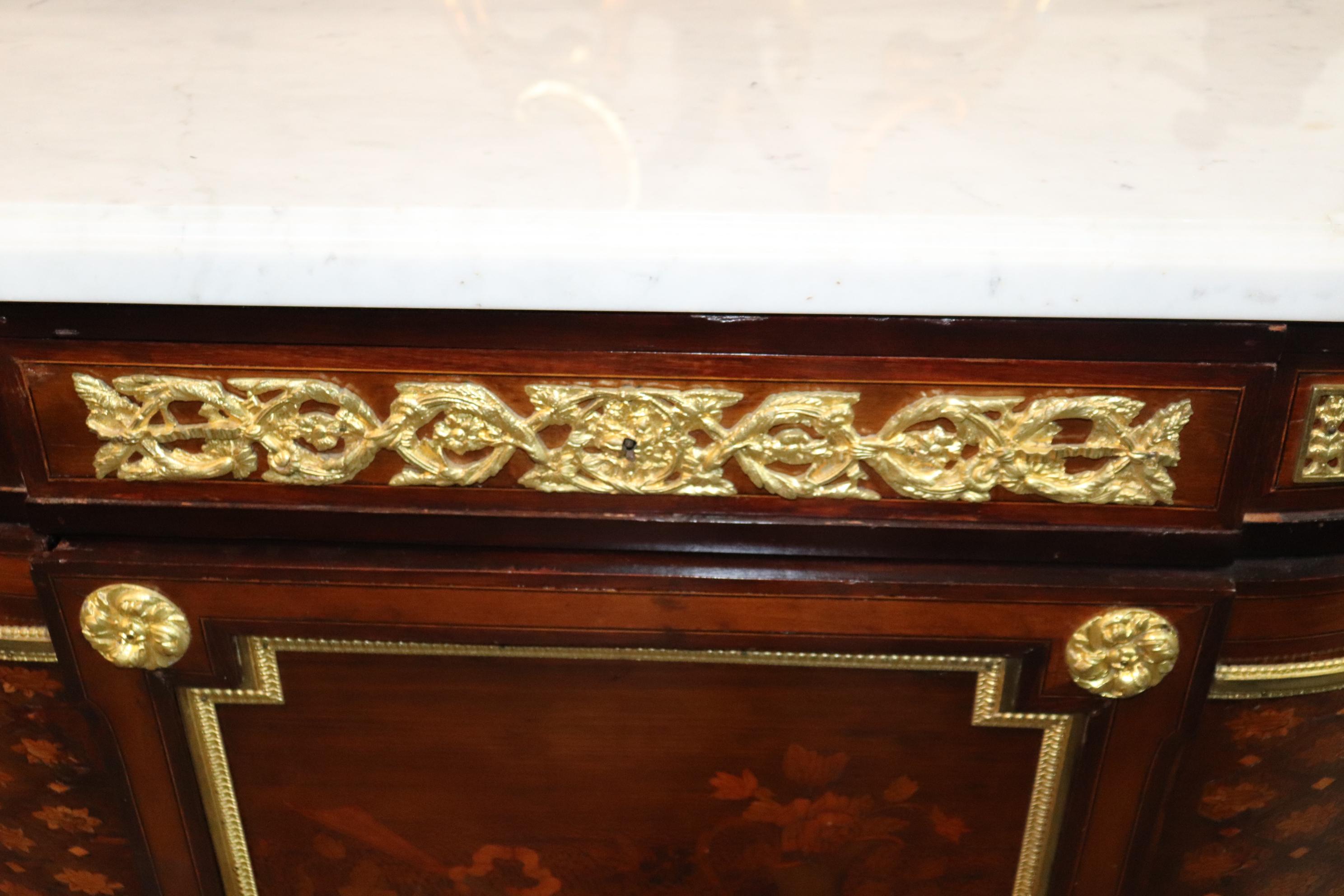 Fine Inlaid Palace Sized French Louis XV Marble Top Commode, circa 1870s For Sale 6