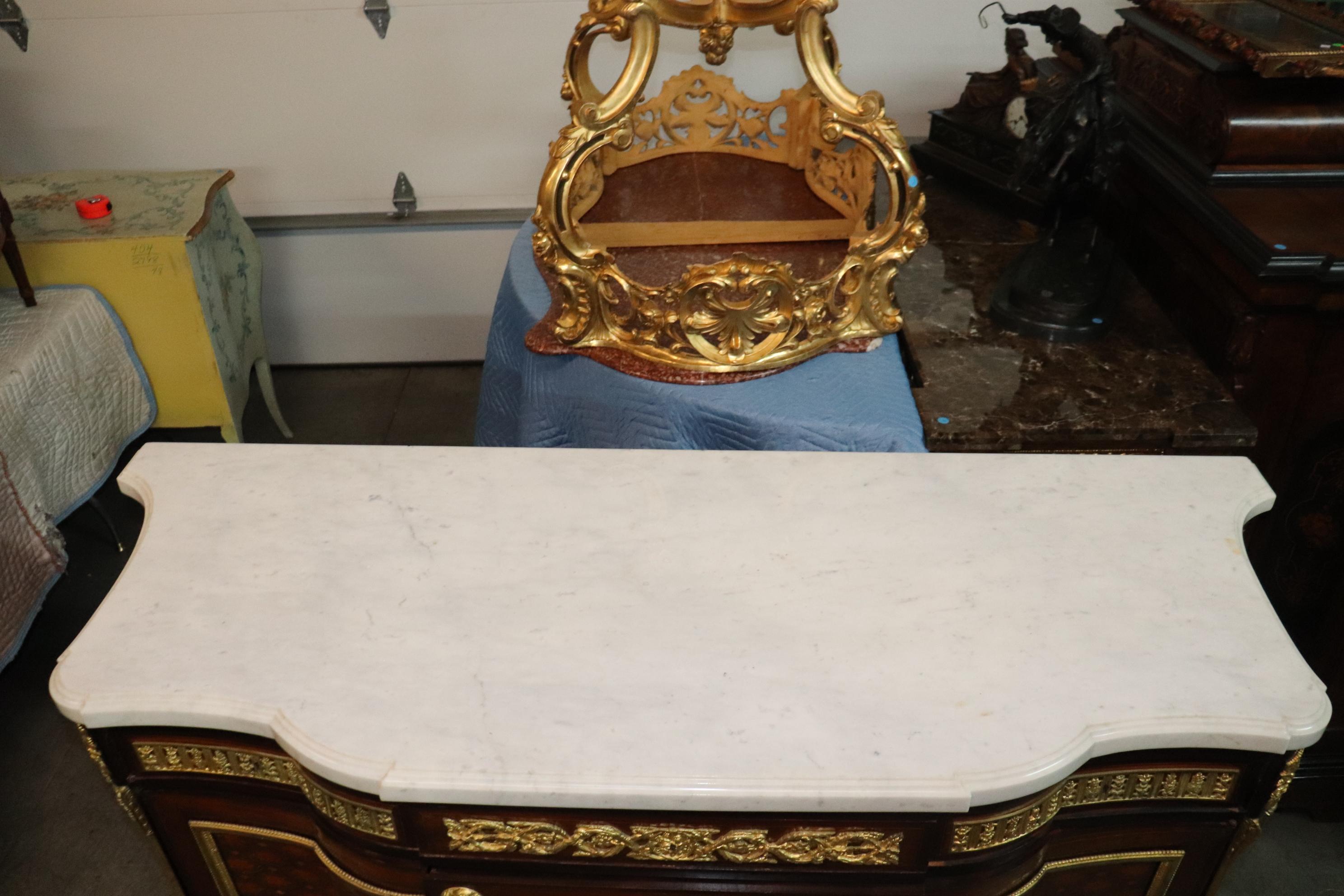 Fine Inlaid Palace Sized French Louis XV Marble Top Commode, circa 1870s For Sale 7