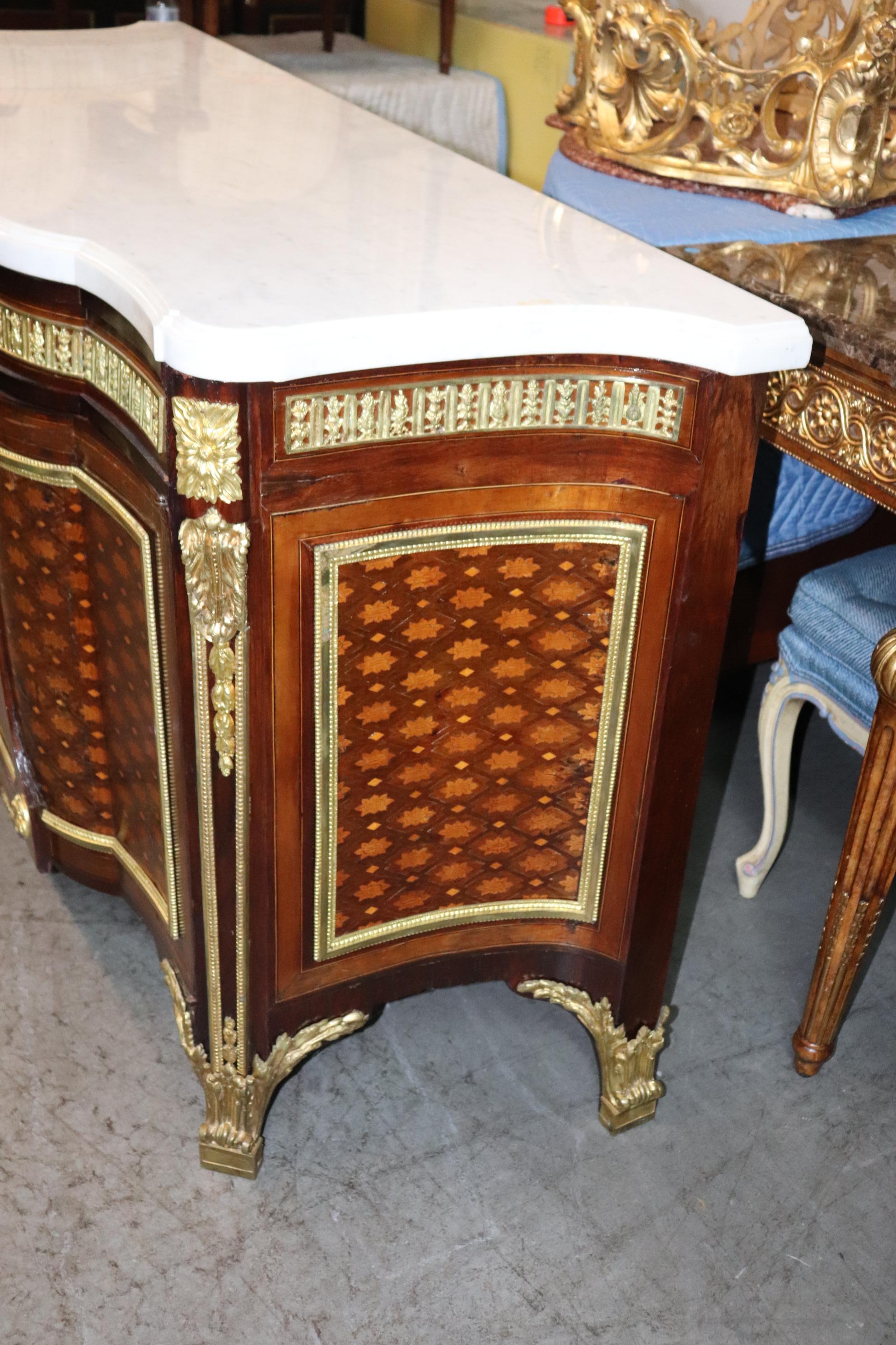Fine Inlaid Palace Sized French Louis XV Marble Top Commode, circa 1870s For Sale 8