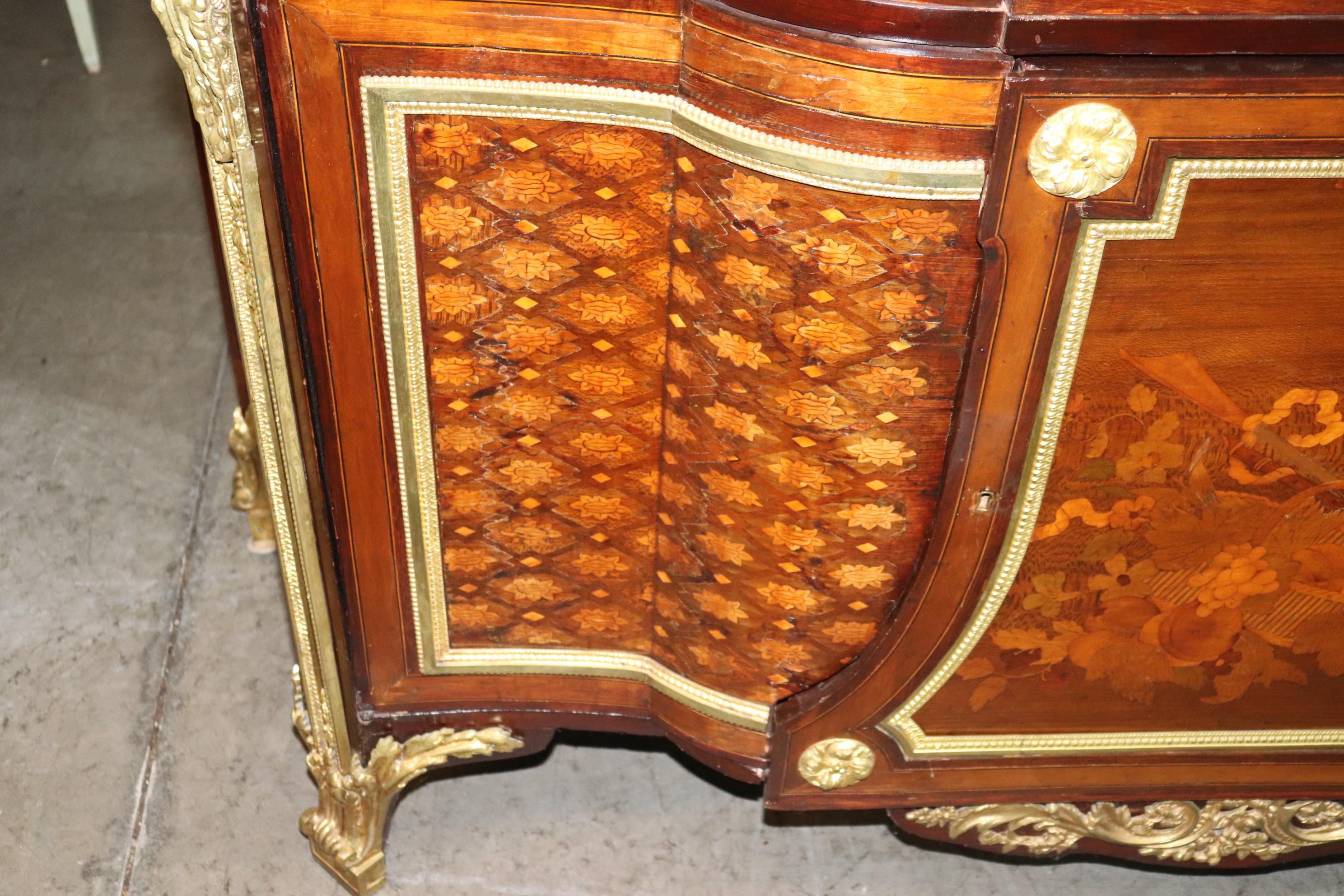 Fine Inlaid Palace Sized French Louis XV Marble Top Commode, circa 1870s For Sale 3