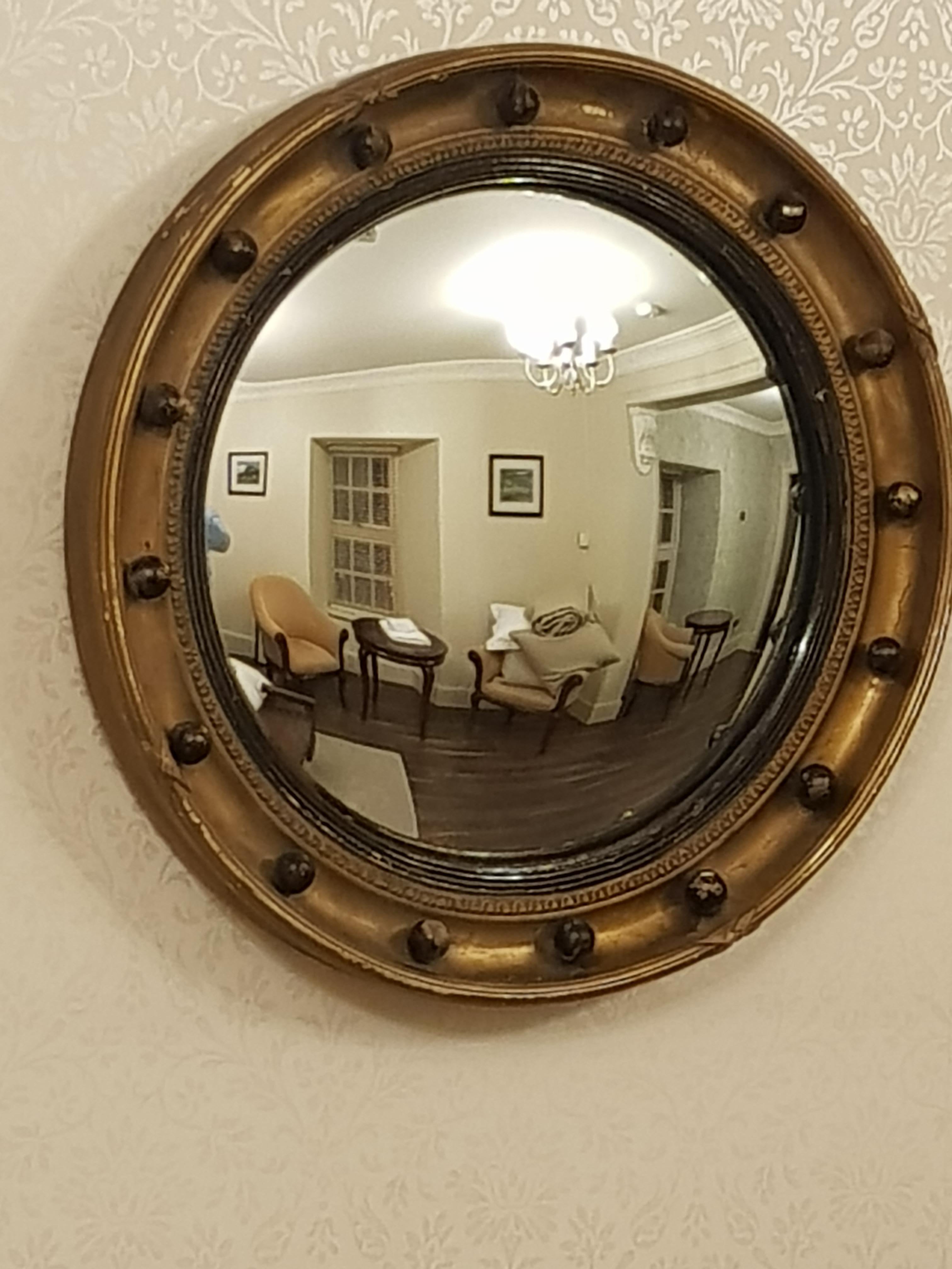 Rococo Fine Irish 19th Century Gilt Convex Mirror For Sale