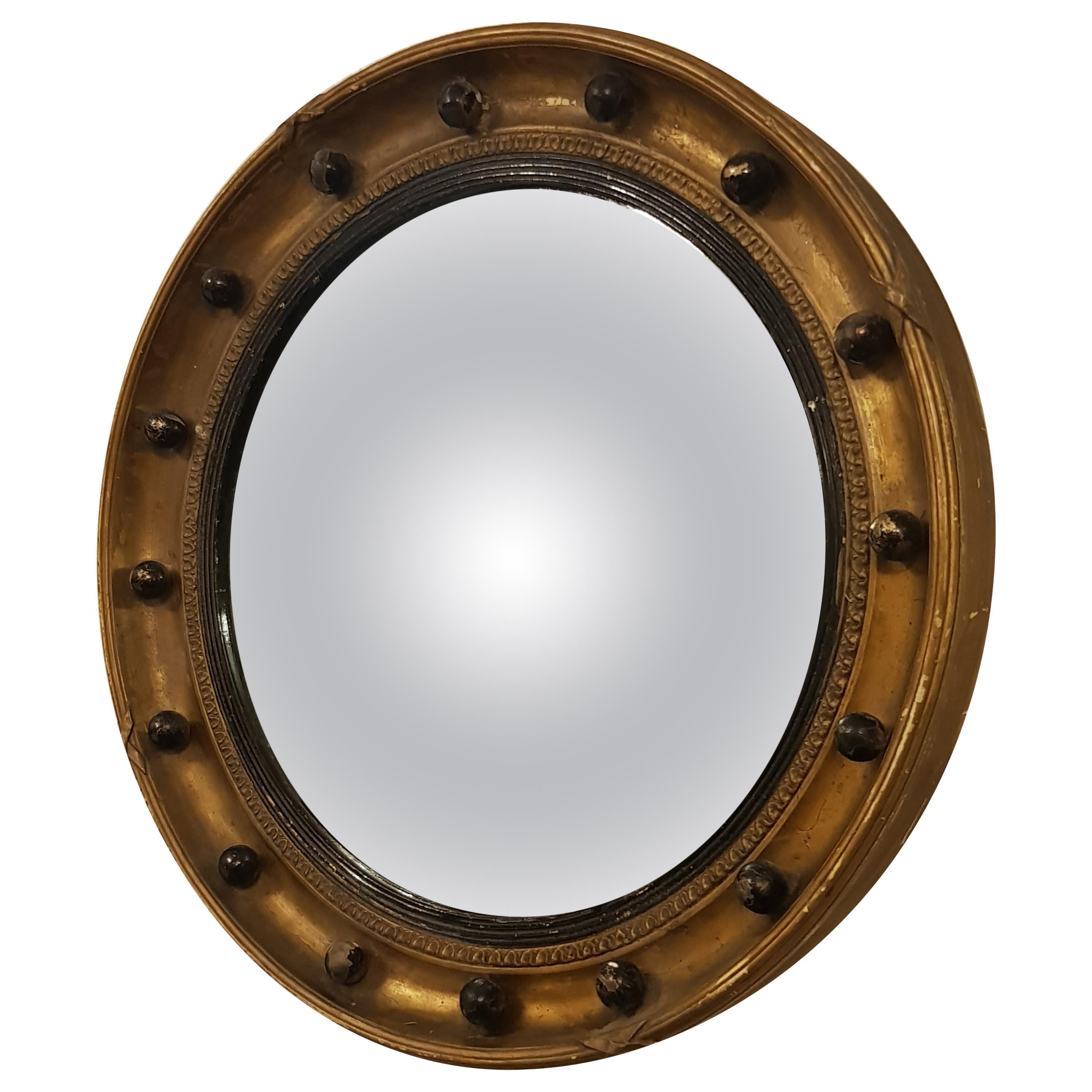 Fine Irish 19th Century Gilt Convex Mirror For Sale