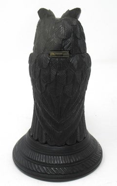 Fine Irish Bog Oak Hand Carved Owl poss. by Cornelius Goggin Dublin Ireland