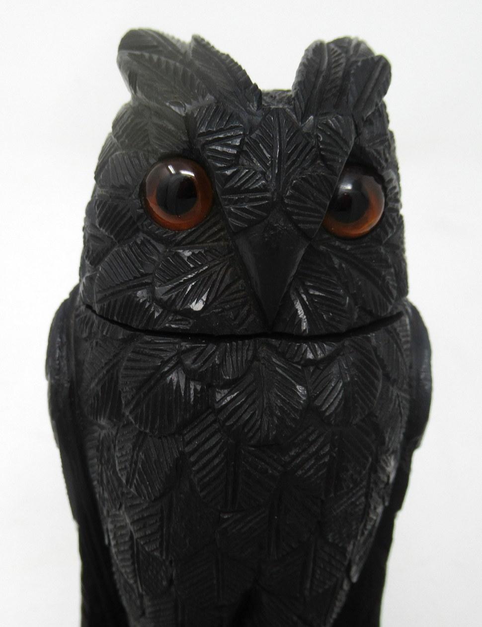 Bog Wood Fine Irish Bog Oak Hand Carved Owl poss. by Cornelius Goggin Dublin Ireland