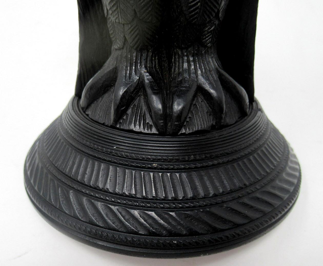 Fine Irish Bog Oak Hand Carved Owl poss. by Cornelius Goggin Dublin Ireland 1