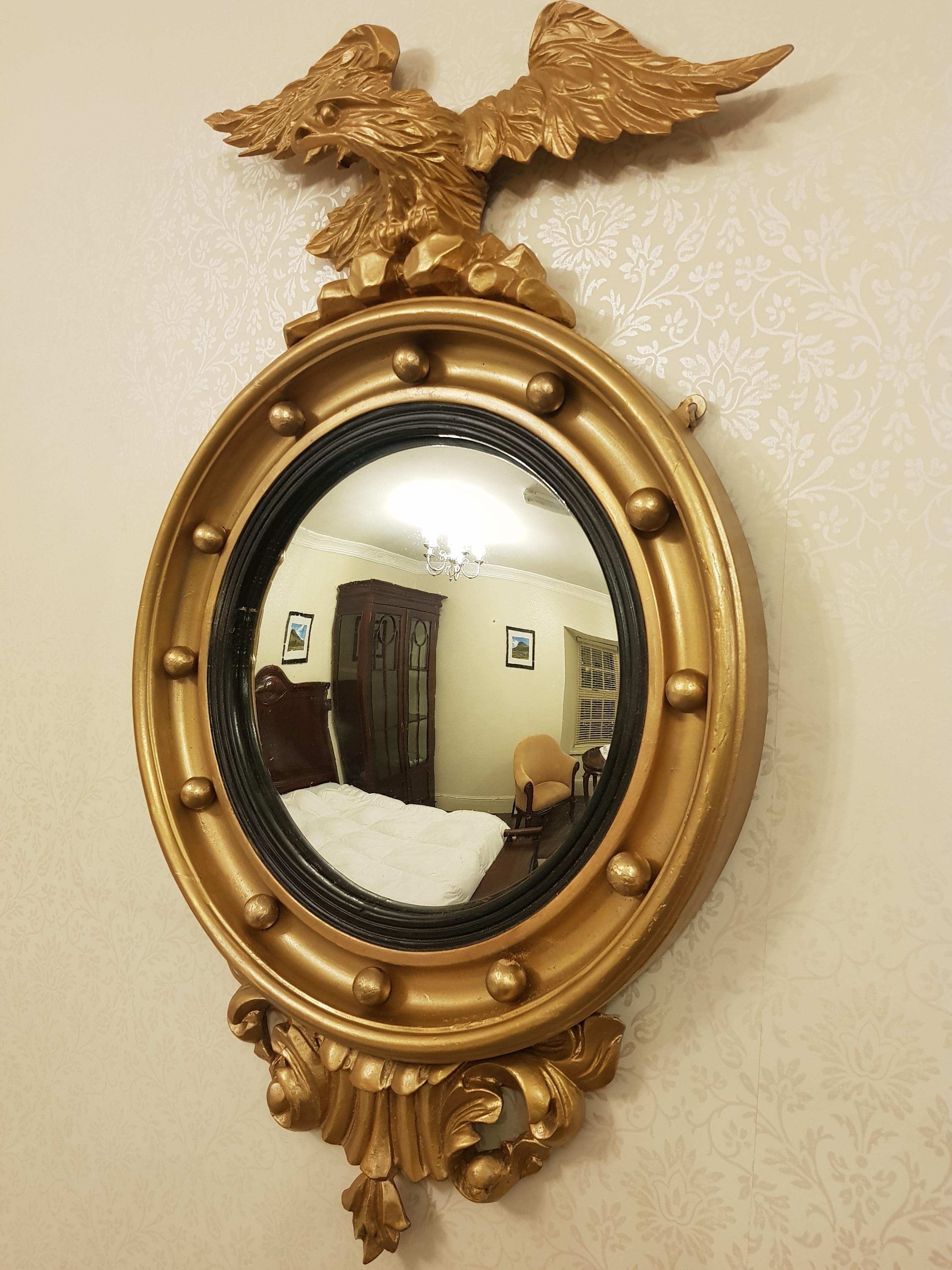 Rococo Fine Irish Pair of 19th Century Gilt Convex Mirrors For Sale