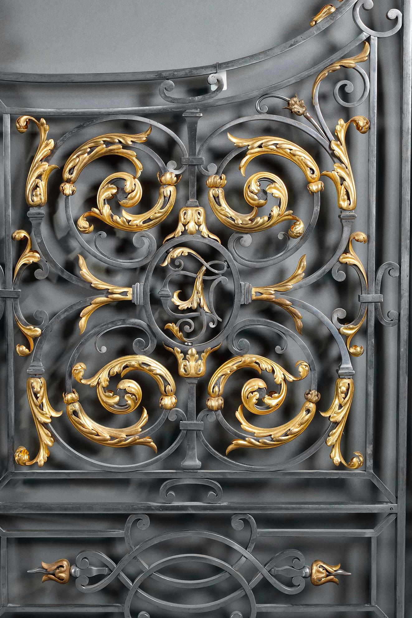 Napoleon III Fine Iron and Gilded Bronze Gate, Attributed to Gabriel Davioud, France, C 1860